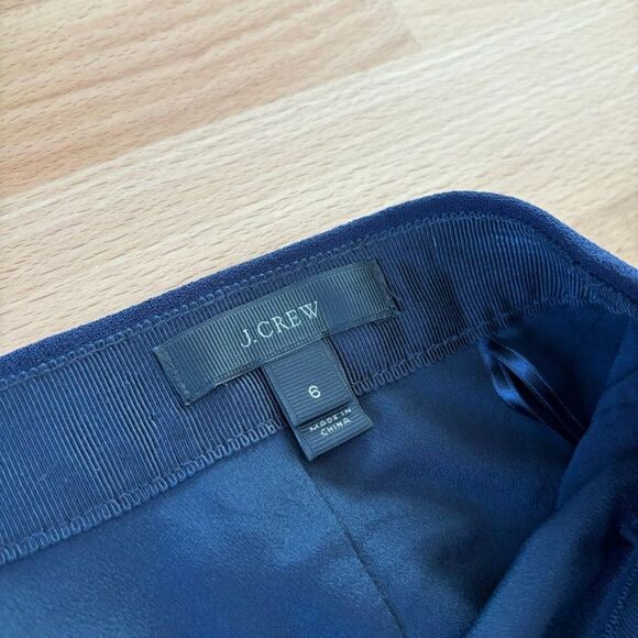 J. Crew Womens Size 6 Navy Pencil Skirt Back Slit Pleated Front Zip Back - Picture 3 of 10